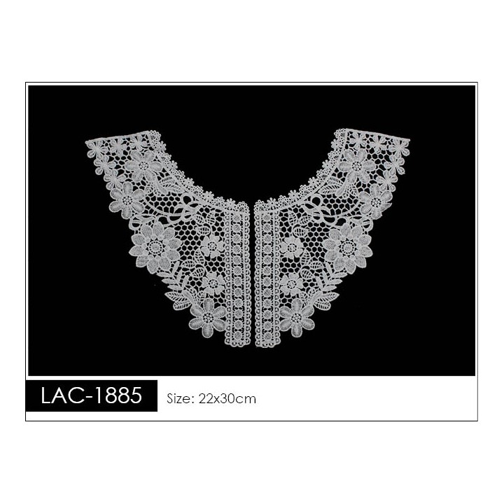 Cuello GuipurLAC-1885 de Fibra de Leche- Espigas, Perlas y Picos