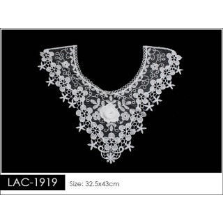 Cuello GuipurLAC-1919 de Fibra de Leche- Espigas, Perlas y Picos