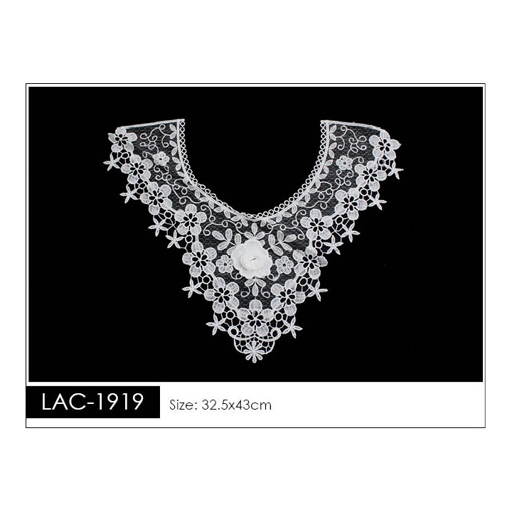 Cuello GuipurLAC-1919 de Fibra de Leche- Espigas, Perlas y Picos