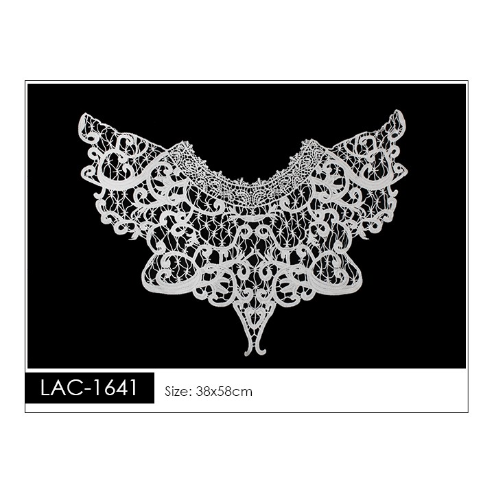 Cuello GuipurLAC-1641 de Fibra de Leche- Espigas, Perlas y Picos