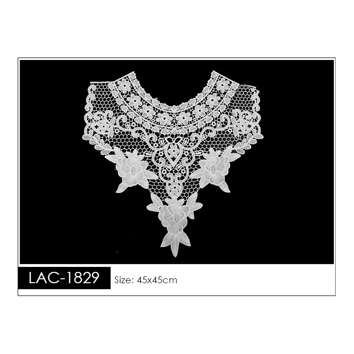 Cuello GuipurLAC-1829 de Fibra de Leche- Espigas, Perlas y Picos