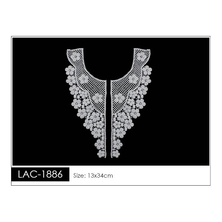 Cuello GuipurLAC-1886 de Fibra de Leche- Espigas, Perlas y Picos