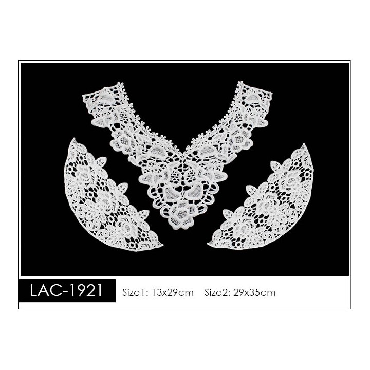 Cuello GuipurLAC-1921 de Fibra de Leche- Espigas, Perlas y Picos