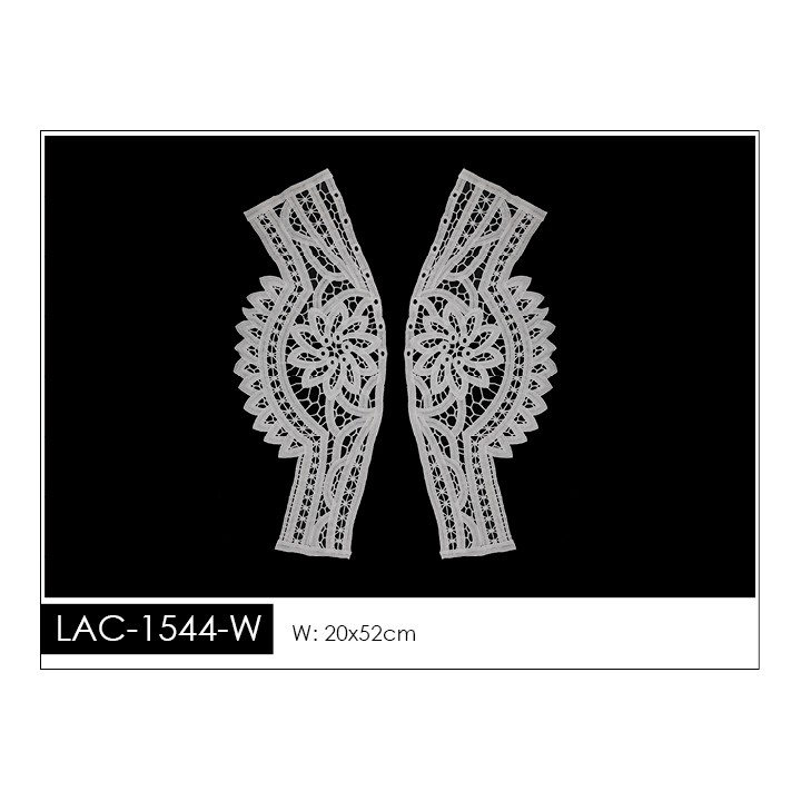 Guipur Manga LAC-1544-W. Elegancia en Fibra de Leche - Flores, Abanico