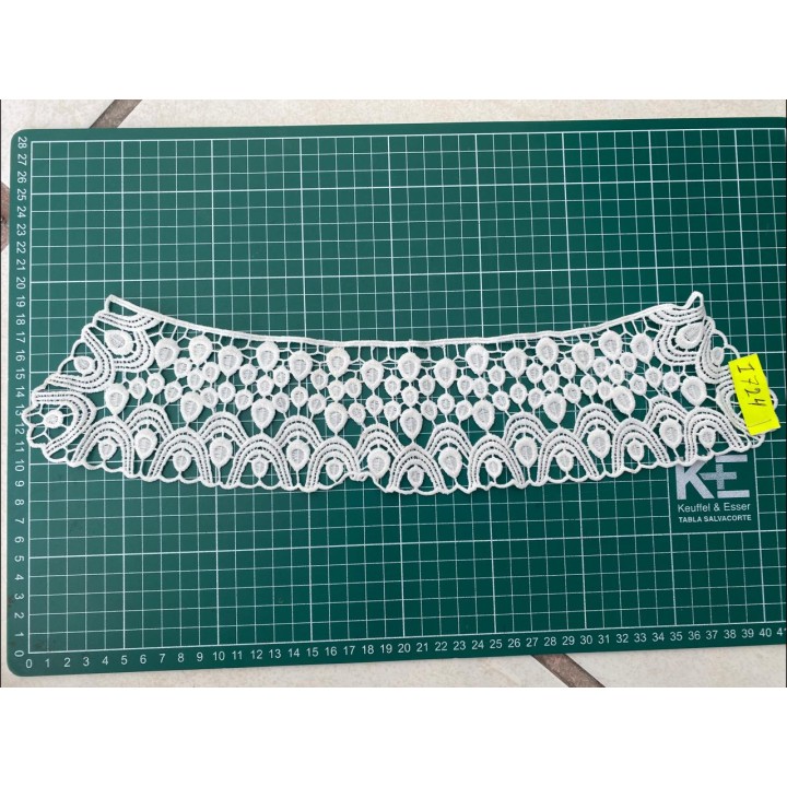 Cuello GuipurLAC-1724 de Fibra de Leche- Espigas, Perlas y Picos