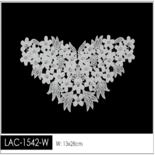 Guipur Manga LAC-1542-W. Elegancia en Fibra de Leche - Flores, Abanico