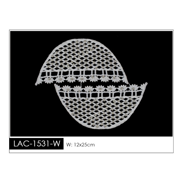 Guipur Manga LAC-1531-W. Elegancia en Fibra de Leche - Flores, Abanico