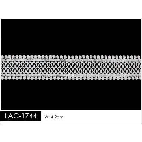 Guipur en Tira LAC-1744 Encaje en Fibra de Leche: Escalera, Estrella y Rombos