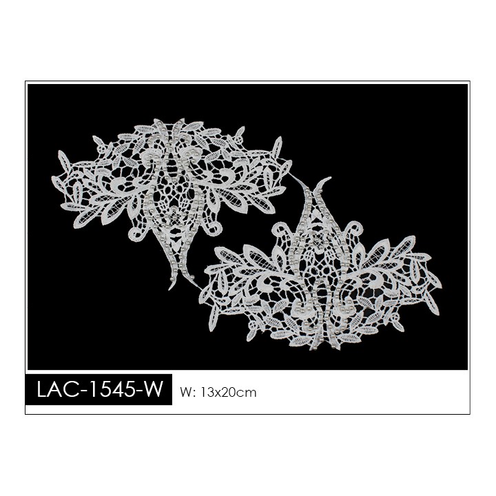 Guipur Manga LAC-1545-W. Elegancia en Fibra de Leche - Flores, Abanico