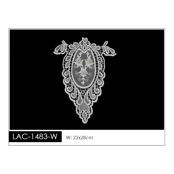 Guipur Manga LAC-1483-W. Elegancia en Fibra de Leche - Flores, Abanico