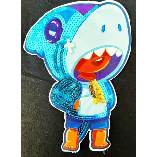 Parche decorado MAC-PAT-1097 con lentejuelas, perlas y barbas.