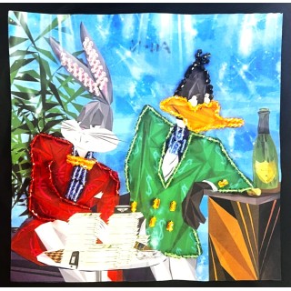 Parche decorado MAC-PAT-1197 con lentejuelas, perlas y barbas.