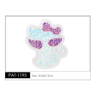 Parche decorado PAT-1195 con lentejuelas, perlas y barbas.