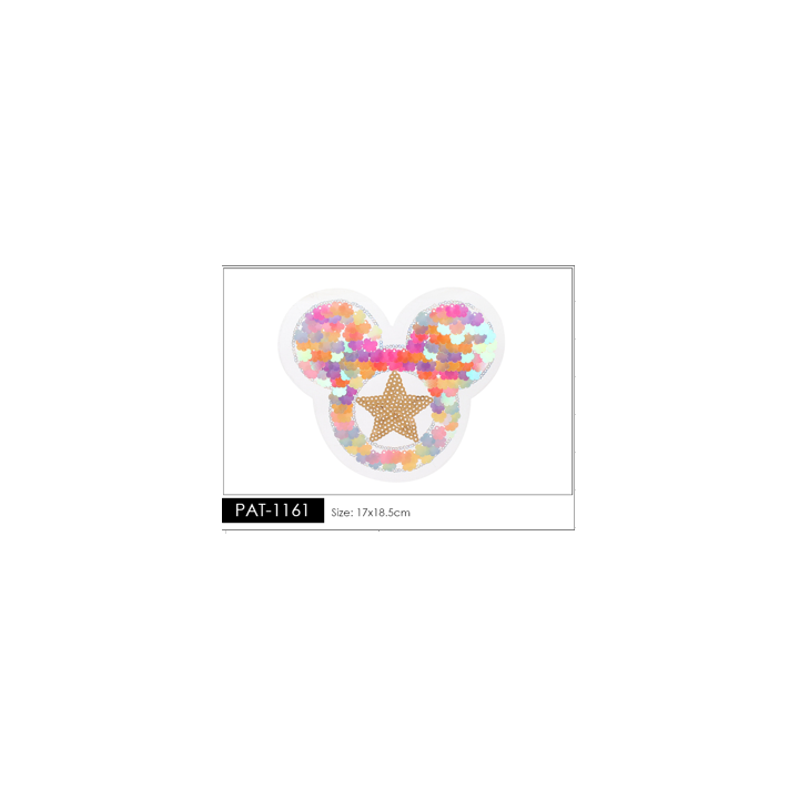 Parche decorado PAT-1161 con lentejuelas, perlas y barbas.