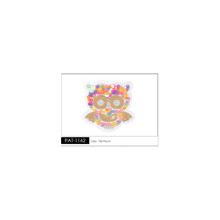 Parche decorado PAT-1162 con lentejuelas, perlas y barbas.