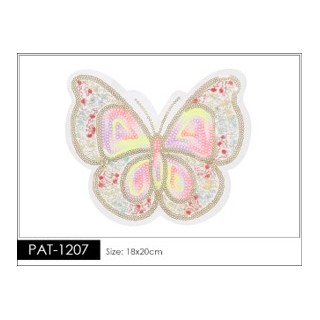 Parche decorado PAT-1207 con lentejuelas, perlas y barbas.