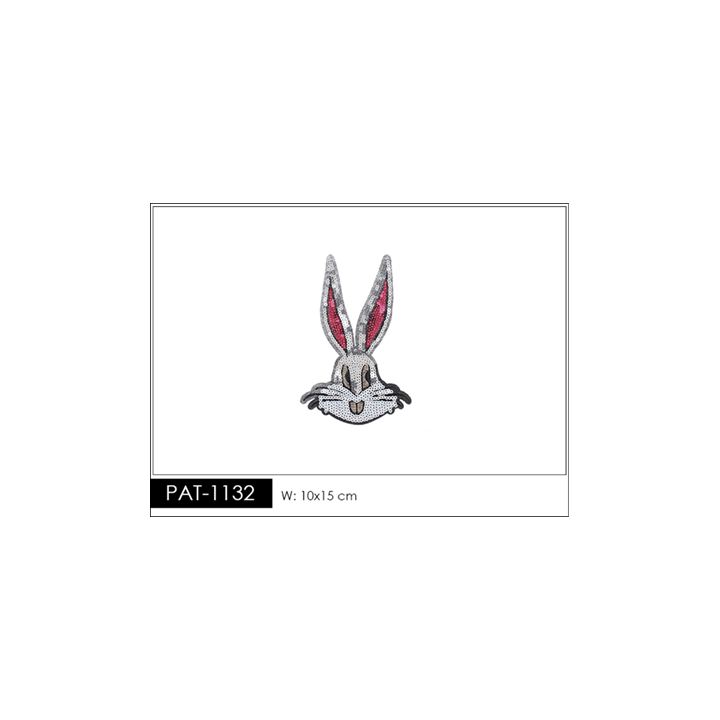 Parche decorado PAT-1132 con lentejuelas, perlas y barbas.