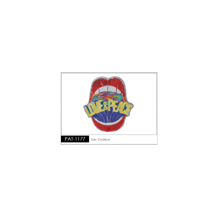 Parche decorado PAT-1177 con lentejuelas, perlas y barbas.