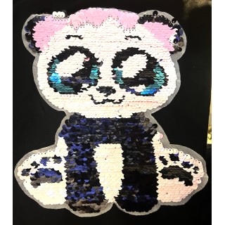 Parche decorado MAC-PAT-1249 con lentejuelas, perlas y barbas.