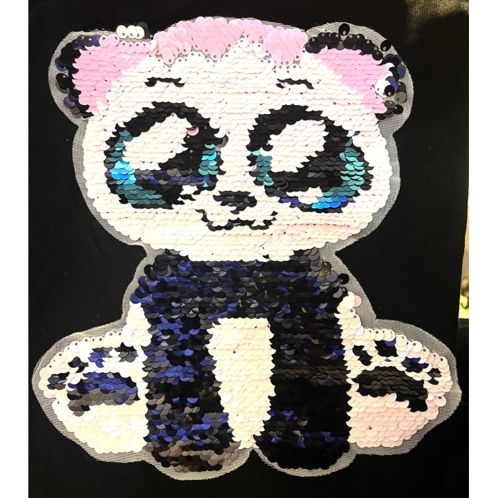 Parche decorado MAC-PAT-1249 con lentejuelas, perlas y barbas.