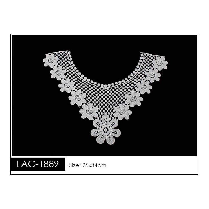 Cuello GuipurLAC-1889 de Fibra de Leche- Espigas, Perlas y Picos