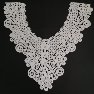 Cuello GuipurLAC-2090 de Fibra de Leche- Espigas, Perlas y Picos