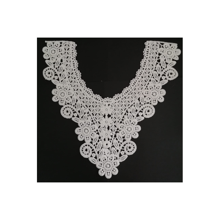 Cuello GuipurLAC-2090 de Fibra de Leche- Espigas, Perlas y Picos