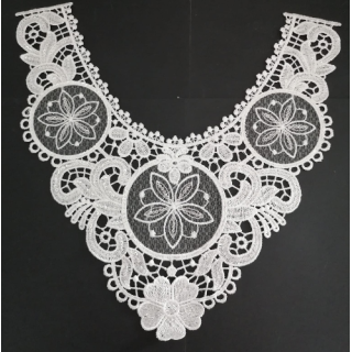 Cuello GuipurLAC-2094 de Fibra de Leche- Espigas, Perlas y Picos