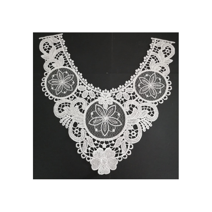 Cuello GuipurLAC-2094 de Fibra de Leche- Espigas, Perlas y Picos