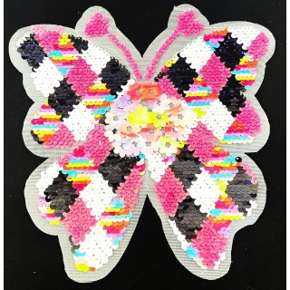 Parche decorado MAC-PAT-1151 con lentejuelas, perlas y barbas.