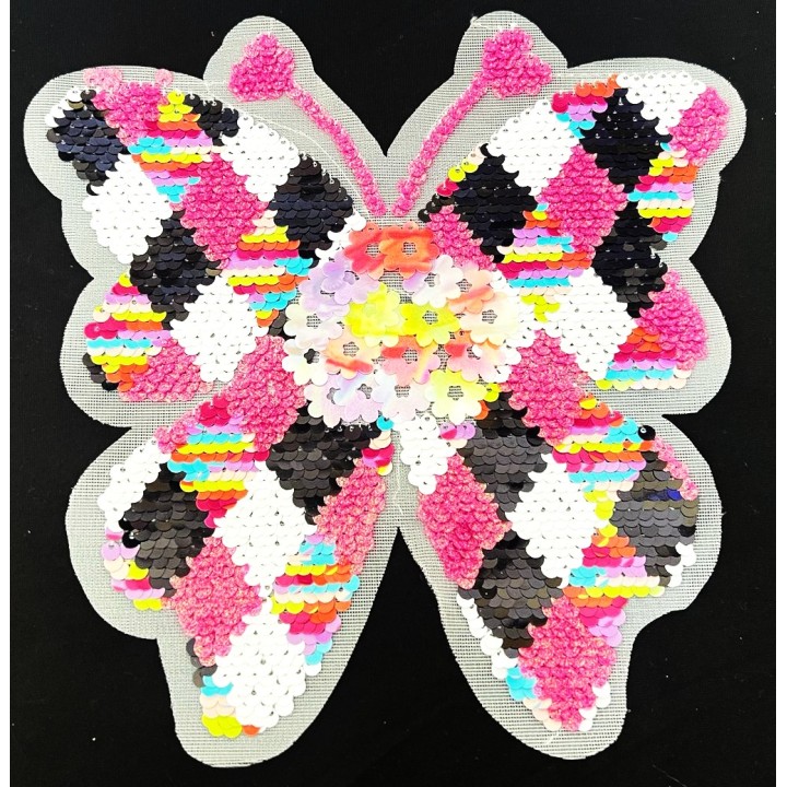 Parche decorado MAC-PAT-1151 con lentejuelas, perlas y barbas.