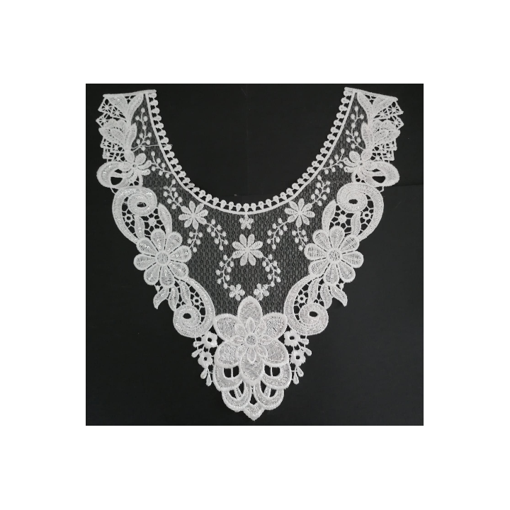 Cuello GuipurLAC-2096 de Fibra de Leche- Espigas, Perlas y Picos