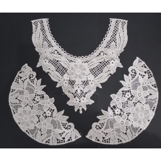 Cuello GuipurLAC-2097 de Fibra de Leche- Espigas, Perlas y Picos