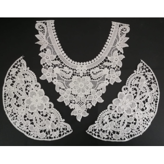 Cuello GuipurLAC-2098 de Fibra de Leche- Espigas, Perlas y Picos