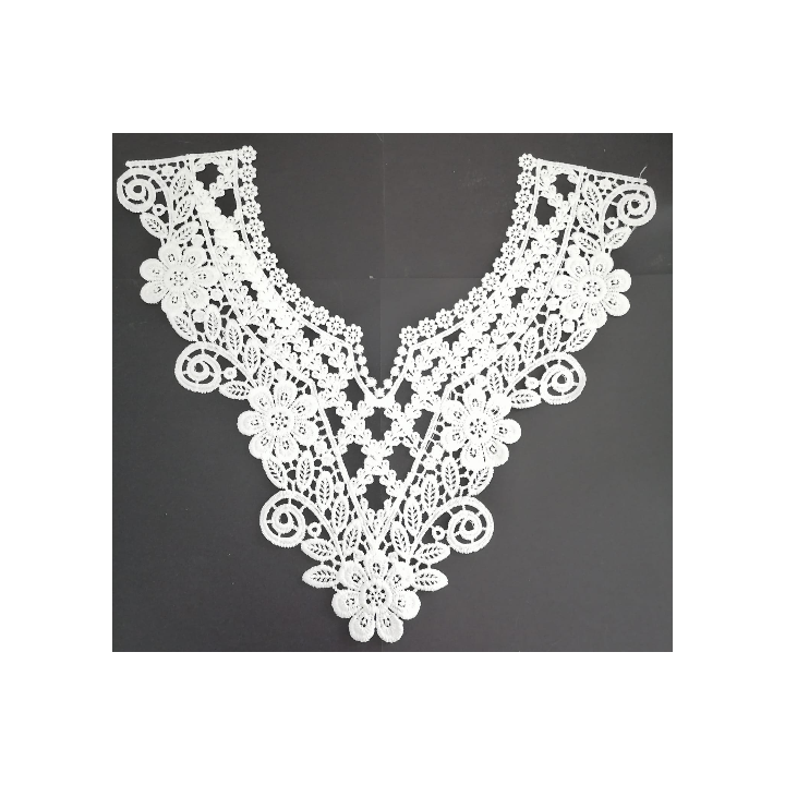 Cuello GuipurLAC-2089 de Fibra de Leche- Espigas, Perlas y Picos