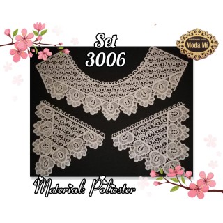 Cuello GuipurLAC-3006 de Fibra de Leche- Espigas, Perlas y Picos