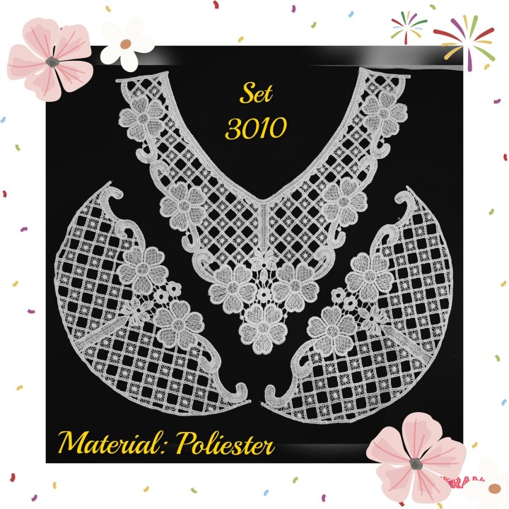 Cuello GuipurLAC-3010 de Fibra de Leche- Espigas, Perlas y Picos