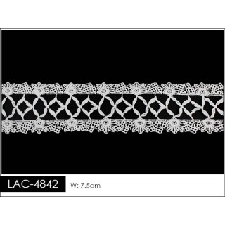 Guipur LAC-1842 Encaje en Fibra de Leche: Escalera, Estrella y Rombos