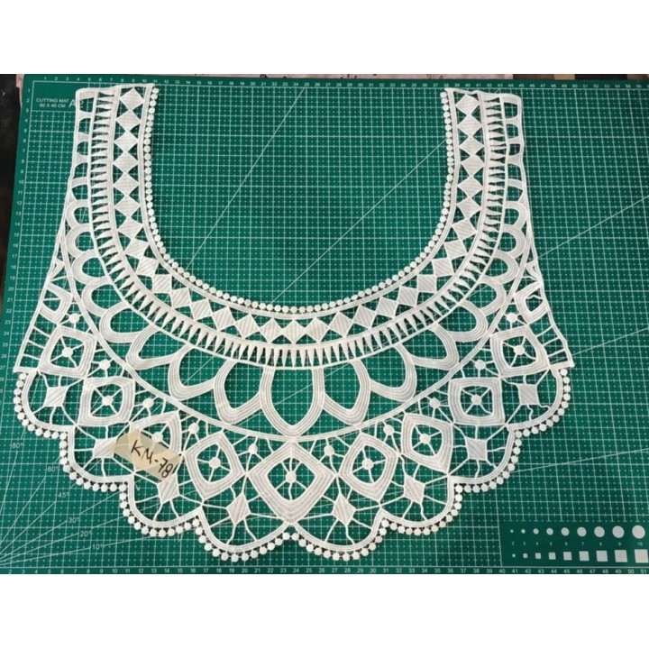 Guipur MAC-1076-W Encaje en Fibra de Leche: Escalera, Estrella y Rombos