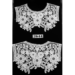 Cuello GuipurLAC-2644 de Fibra de Leche- Espigas, Perlas y Picos
