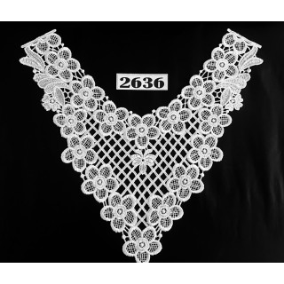 Cuello GuipurLAC-2636 de Fibra de Leche- Espigas, Perlas y Picos