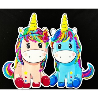 Parche decorado MAC-PAT-1065 con lentejuelas, perlas y barbas.