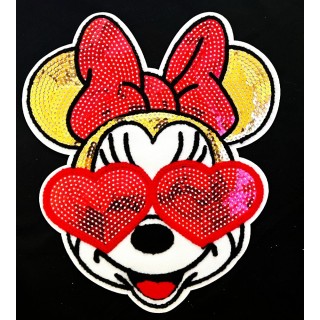 Parche decorado MAC-PAT-1163 con lentejuelas, perlas y barbas.