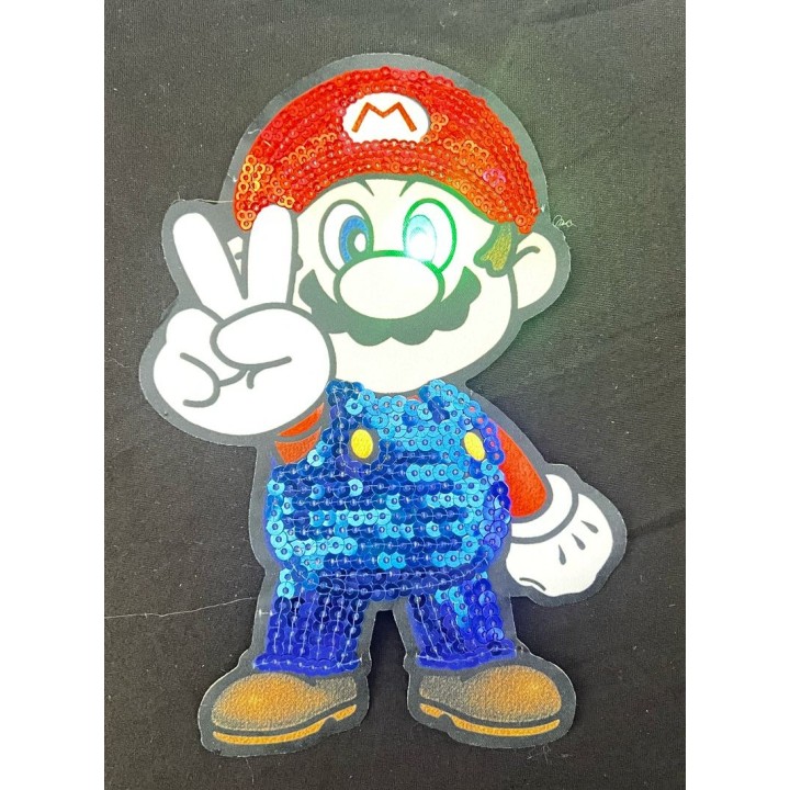 Parche decorado MAC-PAT-1019 con lentejuelas, perlas y barbas.