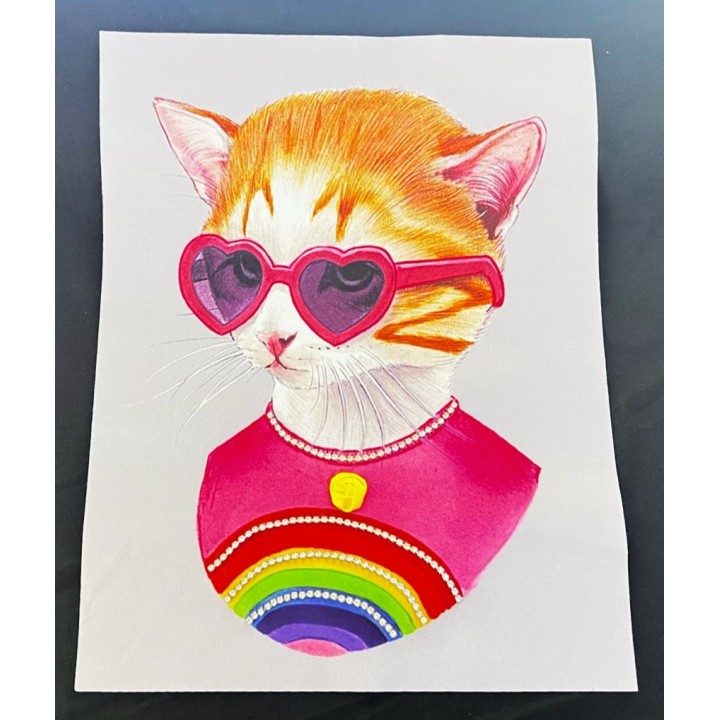 Parche decorado MAC-PAT-1112 con lentejuelas, perlas y barbas.