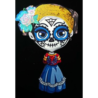 Parche decorado MAC-PAT-1122 con lentejuelas, perlas y barbas.